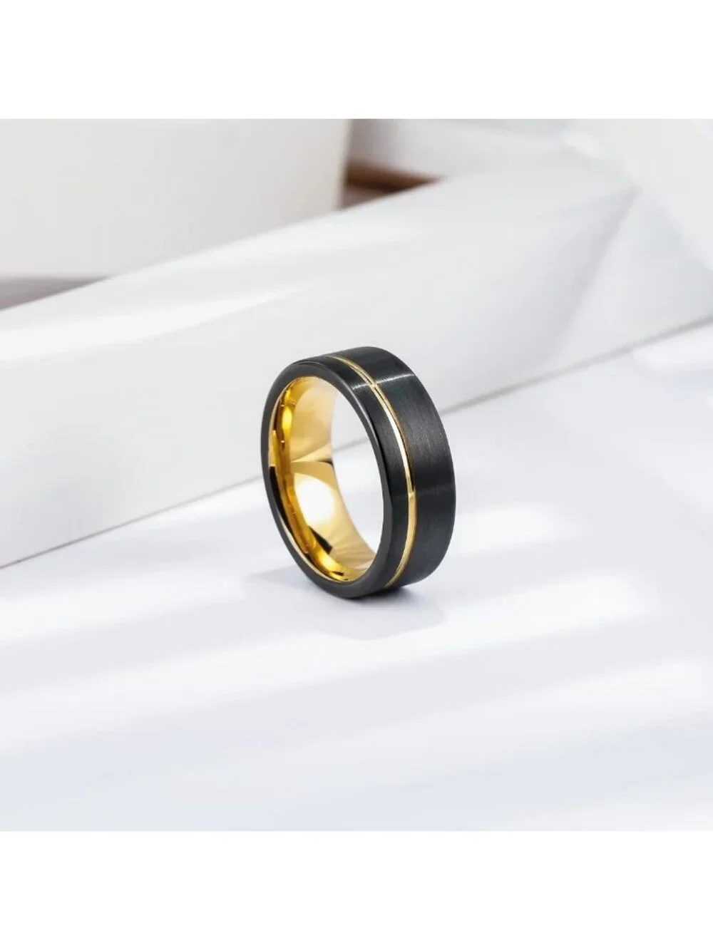 Stylish Men's Tungsten Carbide Wedding Band, Groove Design, 6/7/8mm, Comfort Fit